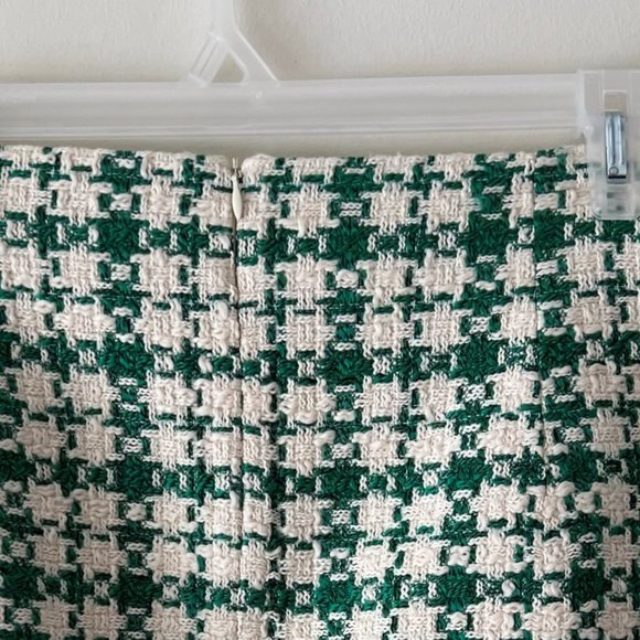 NEW Zara Tweed Green Cream Bejeweled Houndstooth Mini Skirt- Size S - Picture 9 of 14